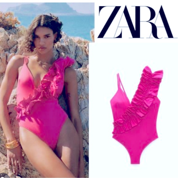 ZARA Ruffled one-piece swimsuit, small - Picture 1 of 3